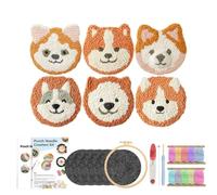 ZIHDKE 1set Punch Needle Coaster Cute Dog Embroidered Kit Arts Craft Cross Stitch Kits Set Kitchen Home Accessories Gift pour Soi-même(Color1)