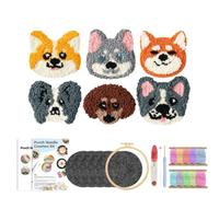 ZIHDKE 1set Punch Needle Coaster Cute Dog Embroidered Kit Arts Craft Cross Stitch Kits Set Kitchen Home Accessories Gift pour Soi-même(Color4)