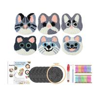 ZIHDKE 1set Punch Needle Coaster Cute Dog Embroidered Kit Arts Craft Cross Stitch Kits Set Kitchen Home Accessories Gift pour Soi-même(Color5)