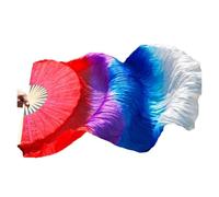 ZIHDKE Accessoires de scène (1 pièce) : éventail de Danse for la Main Droite, Baleines en Soie Naturelle, Teinture. pour Orientale(Color 12,S-120x90cm)