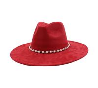 ZIHDKE Chapeau haut-de-forme à large bord orné de perles, en feutre velours et style jazz, Fedora, for femme, vintage, mariage Pour Femme(Color 24)