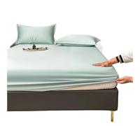 ZIHDKE Housse de Matelas en Soie lit fraîche Drap antidérapant glacée Protection Trois pièces Couvre-lit sans taies d'oreiller pour Adulte(Green,120x200cm)