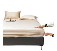 ZIHDKE Housse de Matelas en Soie lit fraîche Drap antidérapant glacée Protection Trois pièces Couvre-lit sans taies d'oreiller pour Adulte(Champagne,120x200cm)