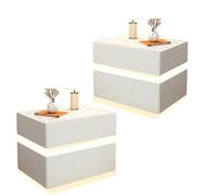 Zihpil 2 Pièces Table De Chevet avec LumièRe LED, Chevet à Deux Tiroirs, D'Appoint CréAtive pour La Maison, Intelligente Suspendue avec Capteur Lumineux,Blanc,50 * 40 * 48cm