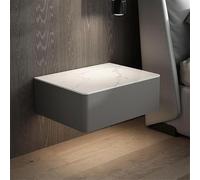 Zihpil Table De Chevet Murale, Table De Chevet Flottante, Table D'Appoint De Lit pour Chambre à Coucher avec Tiroir De Rangement, avec éTagèRe Flottante en Bois Et Cuir PU,Dark Gray,40x40x19cm