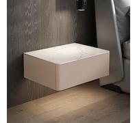 Zihpil Table De Chevet Murale, Table De Chevet Flottante, Table D'Appoint De Lit Pour Chambre à Coucher Avec Tiroir De Rangement, Avec éTagèRe Flottante En Bois Et Cuir Pu,Kaki,40x48x19cm