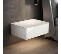 Zihpil Table De Chevet Murale, Table De Chevet Flottante, Table D'Appoint De Lit pour Chambre à Coucher avec Tiroir De Rangement, avec éTagèRe Flottante en Bois Et Cuir PU,Blanc,40x40x19cm