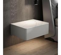 Zihpil Table De Chevet Murale, Table De Chevet Flottante, Table D'Appoint De Lit pour Chambre à Coucher avec Tiroir De Rangement, avec éTagèRe Flottante en Bois Et Cuir PU,Light Gray,40x40x19cm