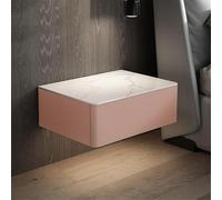 Zihpil Table De Chevet Murale, Table De Chevet Flottante, Table D'Appoint De Lit pour Chambre à Coucher avec Tiroir De Rangement, avec éTagèRe Flottante en Bois Et Cuir PU,Rose,40x40x19cm