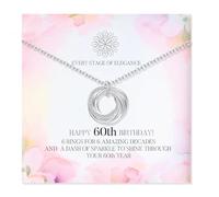 ZIIERMOSS Cadeau d'anniversaire attentionné pour femme, cadeau d'anniversaire attentionné avec carte cercles entrelacés, collier en argent, cadeau d'anniversaire pour femme, épouse, sœur, Argent