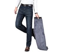 ziilay Jean d'hiver pour homme - Pantalon d'hiver thermique doublé avec polaire, 8271h Bleu foncé, 42W x 34L