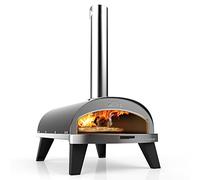 ZiiPa Piana Four à pizza compact d'extérieur - Feu de bois, plateau rotatif à 360°, thermomètre intégré, anthracite