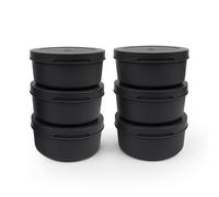 ZiiPa • Set de 6 Boîtes à Pâtons Spetina Charbon • Boîtes Alimentaires Hermétiques 250g pour Pâte à Pizza ou Ingrédients • Empilables • Compatible Topping Station • Lavables • Sans BPA