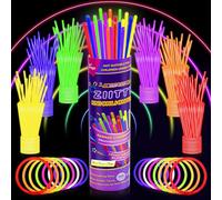 Ziitty 100 Bracelet Fluorescent Lumineux, Decoration Noël Accessoire, 7 Magnifiques Couleurs Bâton Lumineux, Accessoire Fluo, Loups et lunettes de fête Gadgets Néon pour Décoration Nouvel an de Fête