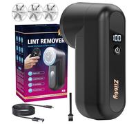 Ziitty Rasoir Anti Bouloche Électrique Écran LCD, Rechargeable Câble Type-C, 2 Niveaux de Puissance Réglables, Tête à 6 Lames Fraise à Peluches, Idéal Vêtements Canapés Couvertures Rideaux Noir