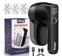 Ziitty Rasoir Anti Bouloche Électrique Écran LCD, Rechargeable Câble Type-C, 3 Niveaux de Puissance Réglables, Tête à 6 Lames Fraise à Peluches, Idéal Vêtements Canapés Couvertures Rideaux Noir