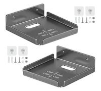 ZIJANG 2 Pièces Mini Etageres Murales, Étagère Murale Flottante avec Passe-Câbles, 12 x 12 cm Support Mural Camera, Gris Petite Etagere Murale, pour Salon, Chambre, Hall D'entrée