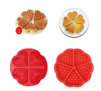 ZIJANG 2 Pièces Moule Silicone Gaufres, Réutilisables Moules à Muffins en Silicone Antiadhésifs, Moule Gaufre Air Fryer en Forme de Cœur Rouge, Parfait pour Gaufres et Gâteau
