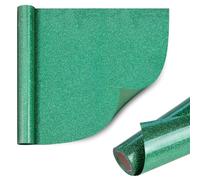 ZIJANG Thermocollant Pailleté, 30,5 × 100 cm Flex Thermocollant pour Tissu Découpable, Paillettes Vertes Film de Transfert Thermique Traceur, pour Vêtements, Chapeaux et Sacs