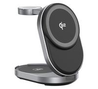 ZIKE Z855 3-in-1 Support de Charge Sans Fil Magnétique, Structure Pliable, Charge Simultanée 3 Appareils, 15W QI2, 8 Protections de Sécurité