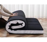 ZIKEBTUY Futon Matelas pliant, 100 x 203 cm, 10 cm d'épaisseur, lit d'invité, de sol, portable, pliable pour tatami, dortoir, camping, camping-car - Noir