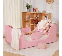 ZIKEBTUY Lit d'enfant 70 x 140 cm - En velours entièrement rembourré, doux comme un nuage, lit de sol pour garçons et filles (rose)