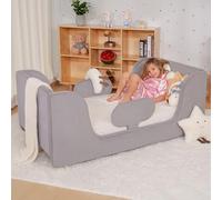 ZIKEBTUY Lit d'enfant 70 x 140 cm - En velours entièrement rembourré, doux comme un nuage, lit de sol pour garçons et filles (gris)