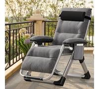 ZIKEBTUY Zéro Gravité Chaise Pliable Chaise Longue 200 kg Charger Angle réglable avec Coussin et Poche latérale Chaises Pliantes avec Matelas pour l'intérieur et l'extérieur Le Jardin (Gris)
