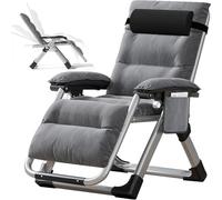 ZIKEBTUY Zero Gravity Chaise Pliable Fauteuil de Jardin, Chaise Longue avec Coussin et Poche Latérale Jusqu'à 200 kg Zero Gravity Chair pour Salon, Balcon, Jardin, Plage, Piscine (Gris Fumé)
