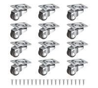 Zikenis 12 pièces petites roulettes en caoutchouc 12 mm pour meubles,petites roulettes fixes,oulettes pour Meubles,mini-roulettes,pour meubles,appareils,caisses à outils