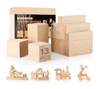 Zikenis 13 Pièces Tilleul Sculpture, 3 Tailles Blocs de Sculpture en Bois de Tilleul, pour Sculptures DIY et Tournage, Enfants Adultes Débutant