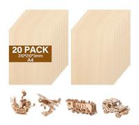 Zikenis 20 Pièces A4 contreplaqué 3mm tilleul,300 x 210 x 3.5 mm contreplaqué multicouche,3mm basswood plywood,Panneau Feuille Découpe Laser,pour l'artisanat, la découpe du bois, le modélisme