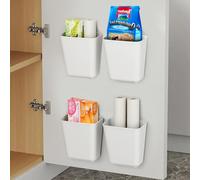 Zikenis 4 pièces boîtes de rangement murales autocollantes, boîte de rangement pour petits objets, boîte de rangement pour porte d'armoire de cuisine, pour Armoire, salle de bain, réfrigérateur