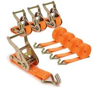 Zikenis 4 Pièces Sangle a Cliquet, 4x2000KG Sangles D'arrimage | 6 m x 3.8 cm Sangles avec Cliquet et Crochet, Peuvent Supporter Jusqu'à 2000 KG, Solides Sangle à Cliquet pour Charge Solide