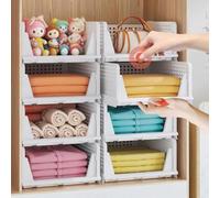Zikenis 5 Pièces Organisateur Armoire Vetement, Empilable et Pliable Organisateur Tiroir, Plastique Rangement Tiroir Vetement, Organiseurs de Tiroir pour Chambre, Cuisine, Bureau, Salle de Bains