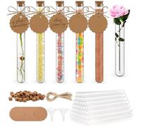 Zikenis 50 Pcs tubes à essai avec bouchons en liège,15 x 150 mm,avec 50 étiquettes en papier kraft,50 Pcs de corde de chanvre et 2 entonnoir, pour liquides,bonbons,épices,épices,décoration de mariage