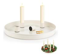 Zikenis Plateau à Bougie Magnétique, Ø 25 cm Plateau en Métal avec 4 Bougeoirs Magnétiques, Plateau Decoratif pour Bougies Ø 2 cm, pour Couronne de L'avent, Table, Noël, Halloween, Fête, Mariage