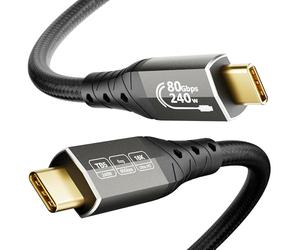 ZIKNYDO 80Gbps Câble Thunderbolt 5 1m, Câble USB 4 2.0 120Gbps bande passante pour écrans 16K/Dual 8K, recharge PD3.1 240W, pour Thunderbolt 4, SSD, MacBook M4 Pro/Max, eGPU, Mac mini M4 Pro