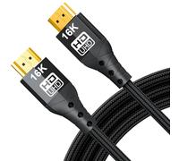 ZIKNYDO Câble HDMI 2.2 3m, (Haute Vitesse 96Gbps, 16K/10K/8K/4K, Dynamic HDR, HDR10+, Dolby Vision, Dolby Atmos, DTS:X, HDCP 2.2&2.3), compatible avec câble HDMI 2.1/2.0, PS5, Xbox Series X|S, Écrans