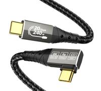 ZIKNYDO Câble USB-C vers USB-C 0,5 m, USB 3.2 Gen2x2, 20Gbps, 8K, 4K, 240W | Câble USBC 90° degrés, Transfert de données, Transmission vidéo & charge rapide, Compatible iPhone 17, SSD, station d'accueil