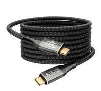 ZIKNYDO long Câble USB-C vers USB-C 5m, supportant transfert de données 20Gbps, charge 240W, sortie vidéo 8K@30Hz, 4K@60Hz/ 144Hz, câble USBC pour moniteur, ordinateur portable, MacBook Pro, Dell XPS