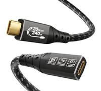 ZIKNYDO Rallonge USB C 2m (Câble USBC femelle USB 3.2 20Gbps, PD3.1 240W 5A) vidéo 8K@30Hz, 4K@144Hz/ 60Hz Câble USB C Extension pour Thunderbolt 4, PSVR2, iPhone 16, iPad, MacBook, Dell XPS, Switch