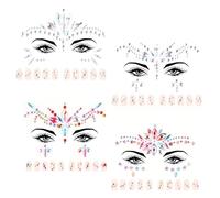 Zilams 6 Pièces Tatouage Paillettes Strass Visage, Strass Autocollant Paillettes Visage et le Corps Tatoo Temporaire pour Festival, Carnaval, Fête (Coloré)