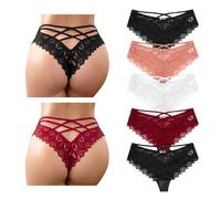 Zilams Culotte Femme Dentelle Chic Tanga Sexy Lingerie String sous Vetement Stretch Slips Taille Basse Bikini Multipack Tentation Panties