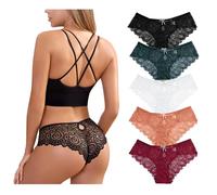 Zilams Culotte Femme Dentelle Chic Tanga Sexy Lingerie String sous Vetement Stretch Slips Taille Basse Bikini Multipack Tentation Panties