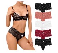 Zilams Culotte Femme Dentelle Chic Tanga Sexy Lingerie String sous Vetement Stretch Slips Taille Basse Bikini Multipack Tentation Panties
