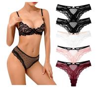 Zilams Culotte Femme Dentelle Chic Tanga Sexy Lingerie String sous Vetement Stretch Slips Taille Basse Bikini Multipack Tentation Panties