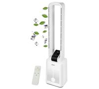 Zilan Wanda Ventilateur colonne silencieux sans pales avec télécommande, 12 niveaux, 3 modes, moteur BLDC, oscillation à 45°, minuterie 15 h, écran LED, économie d'énergie (Wanda White)