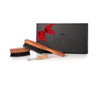 ZilberHaar - Kit Entretien Barbe - 1 Brosse à Barbe + 1 Brosse de Poche + 1 Outil de Nettoyage - 100% Poils Véritable de Sanglier Doux de 2e Coupe - Coffret Cadeau Homme, Soin Visage