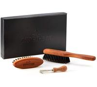 ZilberHaar - Kit Entretien Barbe - 1 Brosse à Barbe + 1 Brosse de Poche + 1 Outil de Nettoyage - 100% Poils Véritable de Sanglier Rigides - Coffret Cadeau Homme, Soin Visage